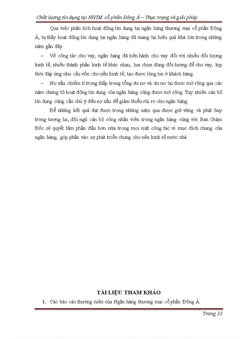 image for page Chất lượng tín dụng tại ngân hàng cổ phần Đông Á Thực trạng và giải pháp