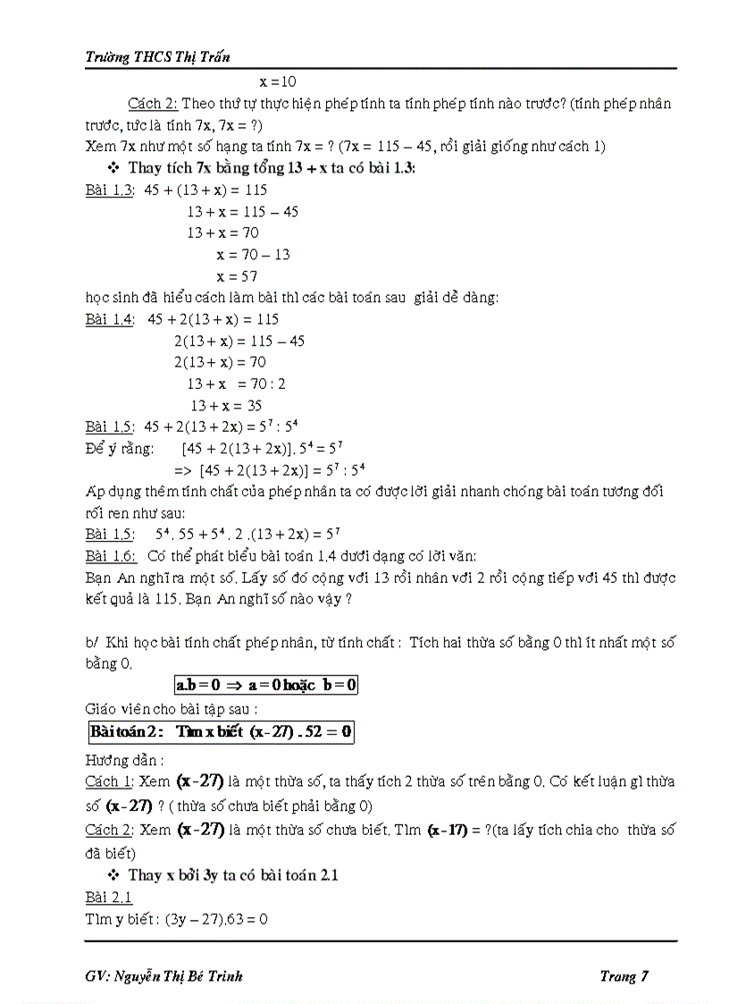 image for page HƯỚNG DẪN HỌC SINH GIẢI DẠNG TOÁN TÌM x