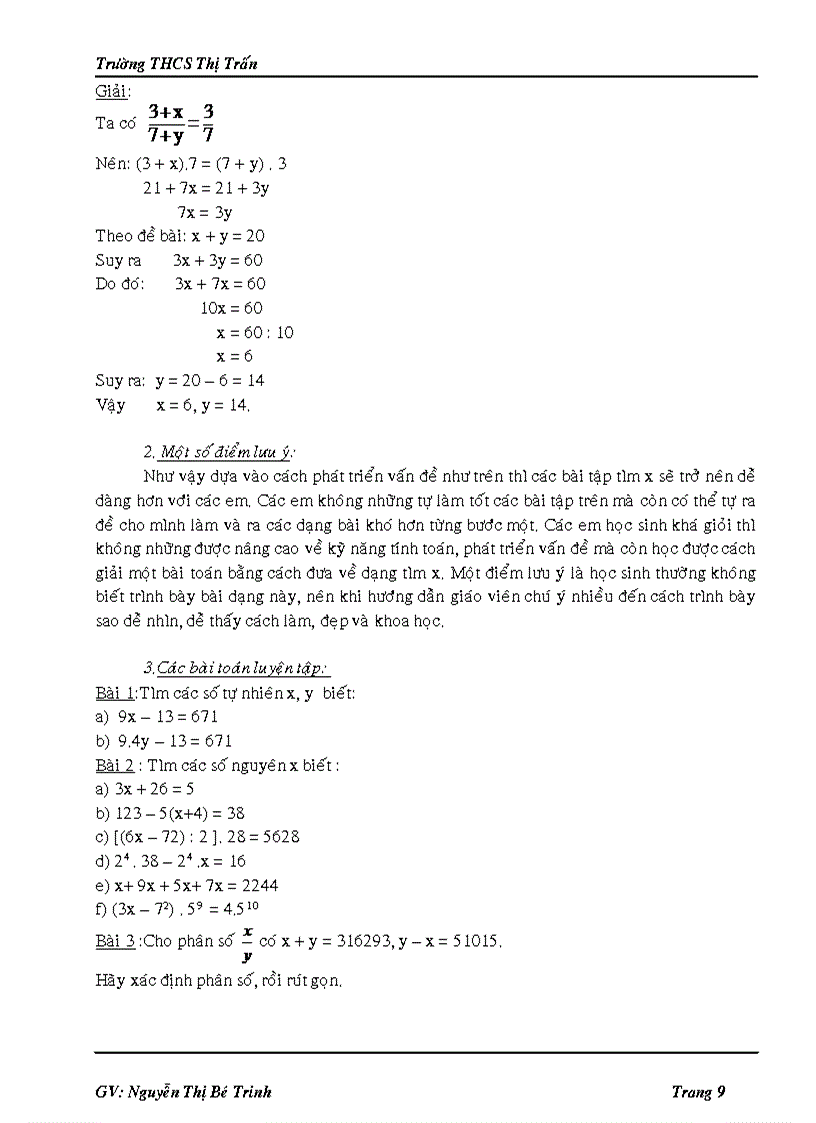 image for page HƯỚNG DẪN HỌC SINH GIẢI DẠNG TOÁN TÌM x