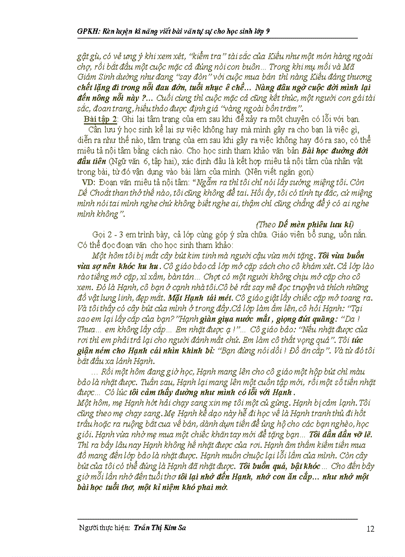 image for page Rèn luyện kĩ năng viết bài văn tự sự cho học sinh lớp 9