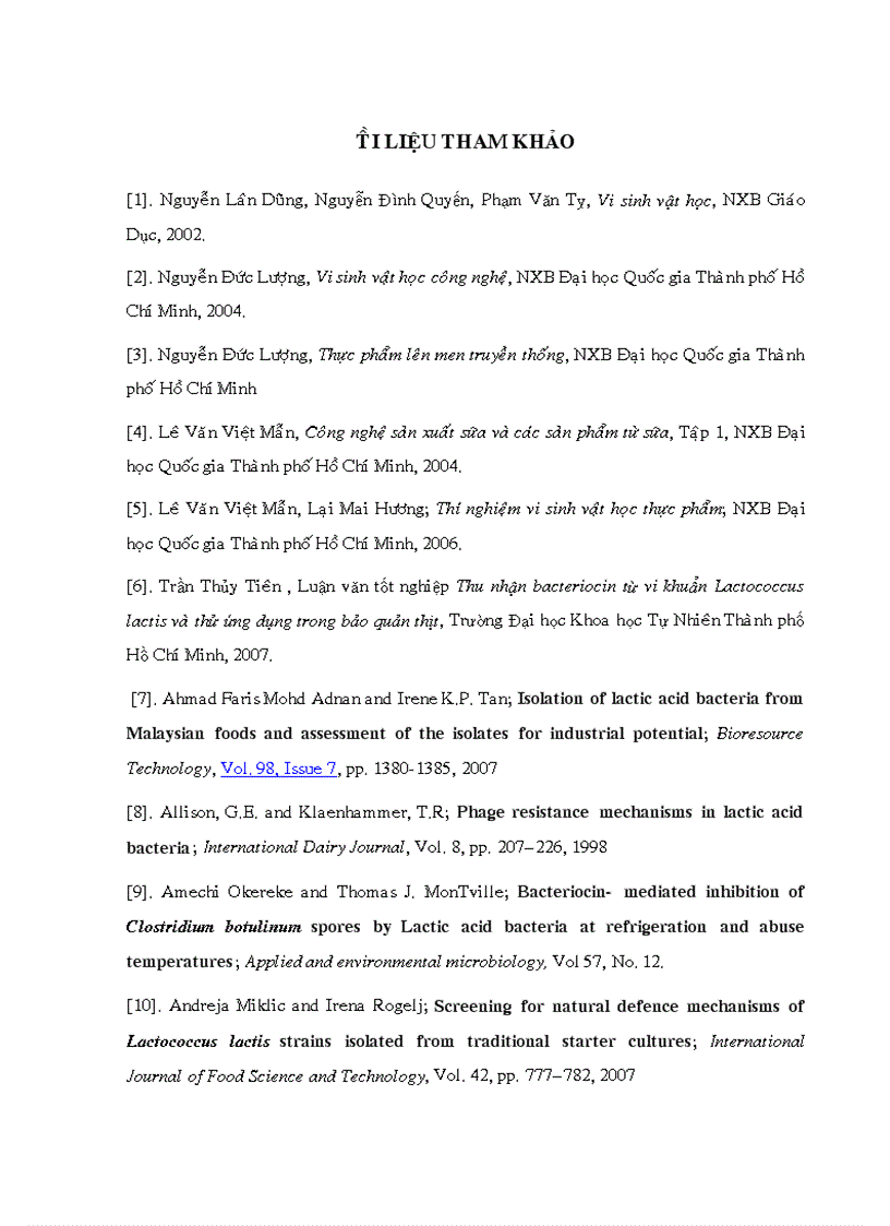 image for page Phân lập chủng vi khuẩn lactic và khảo sát khả năng sinh tổng hợp bacterioncin