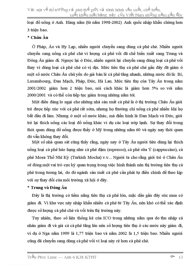 image for page Vài nét về thị trường cà phê thế giới và tình hình sản xuất chế biến xuất khẩu mặt hàng này của việt nam những năm gần đây