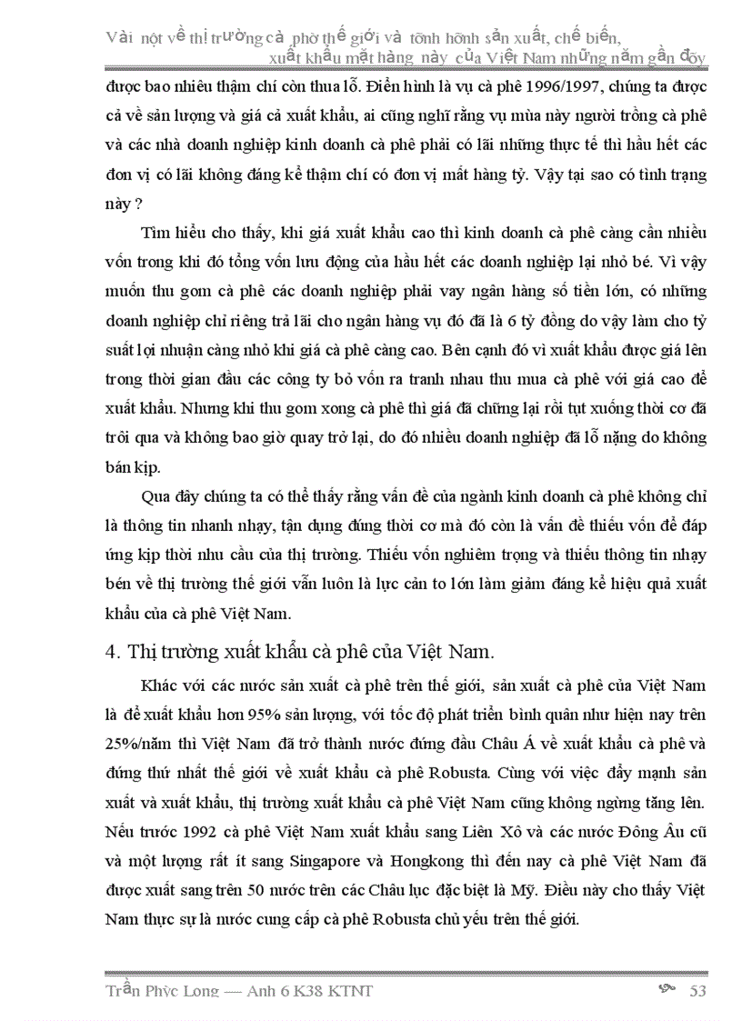 image for page Vài nét về thị trường cà phê thế giới và tình hình sản xuất chế biến xuất khẩu mặt hàng này của việt nam những năm gần đây