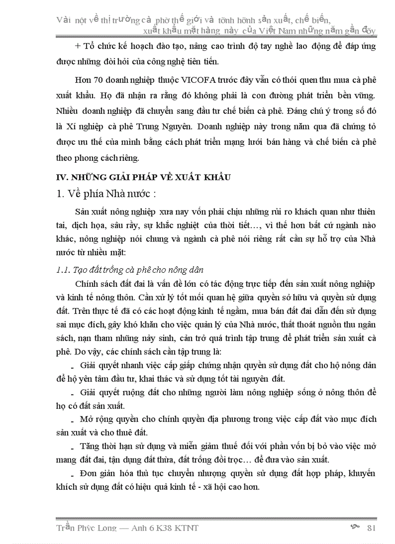 image for page Vài nét về thị trường cà phê thế giới và tình hình sản xuất chế biến xuất khẩu mặt hàng này của việt nam những năm gần đây