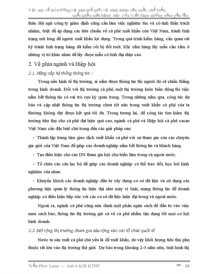 image for page Vài nét về thị trường cà phê thế giới và tình hình sản xuất chế biến xuất khẩu mặt hàng này của việt nam những năm gần đây