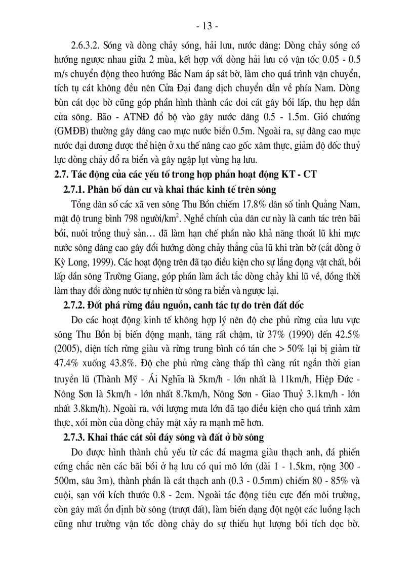 image for page Đặc điểm môi trường địa chất khu vực hạ lưu sông Thu Bồn và sự biến đổi của nó do ảnh hưởng các hoạt động Kinh tế Công trình
