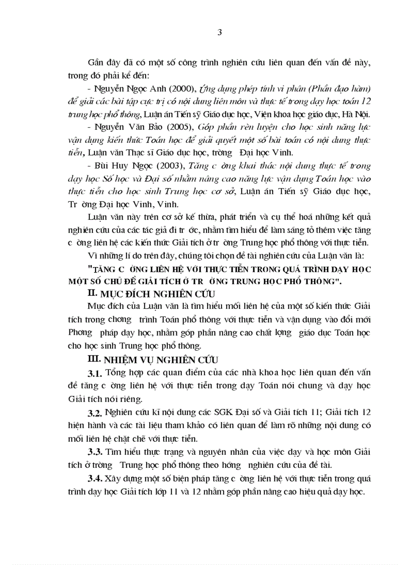 image for page Tăng cường liên hệ với thực tiễn trong quá trình dạy học một số chủ đề giải tích ở trường trung học phổ thông