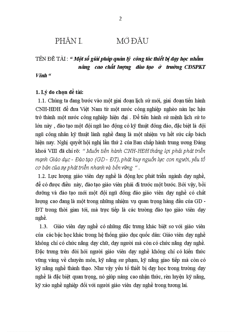 image for page Một số giải pháp quản lý công tác thiết bị dạy học nhằm nâng cao chất lượng đào tạo ở trường CĐSPKế toán Vinh