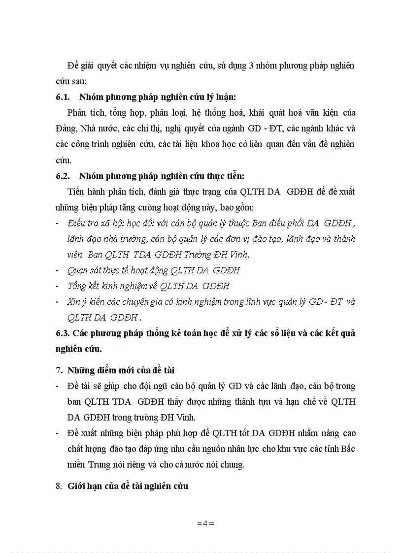 image for page Một số biện pháp tăng cường QLTH DA GDĐH nhằm góp phần nâng cao chất lượng đào tạo ở trường ĐH Vinh