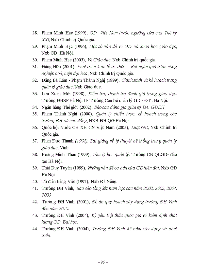 image for page Một số biện pháp tăng cường QLTH DA GDĐH nhằm góp phần nâng cao chất lượng đào tạo ở trường ĐH Vinh