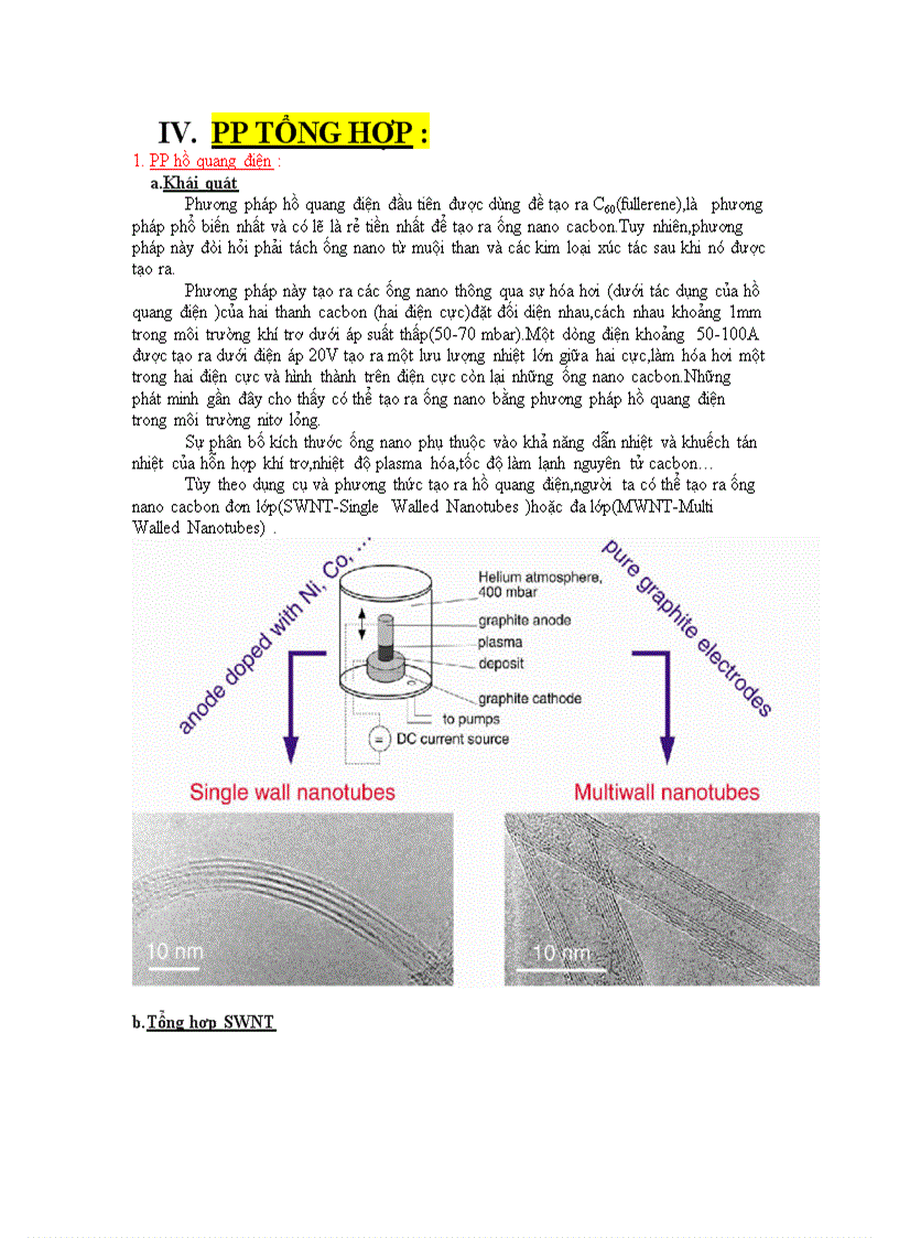 Công nghệ sản xuất ống nano cacbon kèm ppt báo cáo