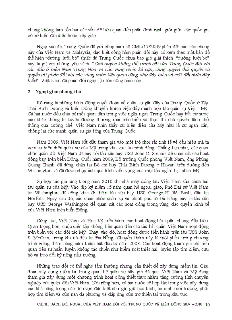 image for page Chính sách đối ngoại của Việt Nam với Trung Quốc về vấn đề biển đông giai đoạn 2007 2010