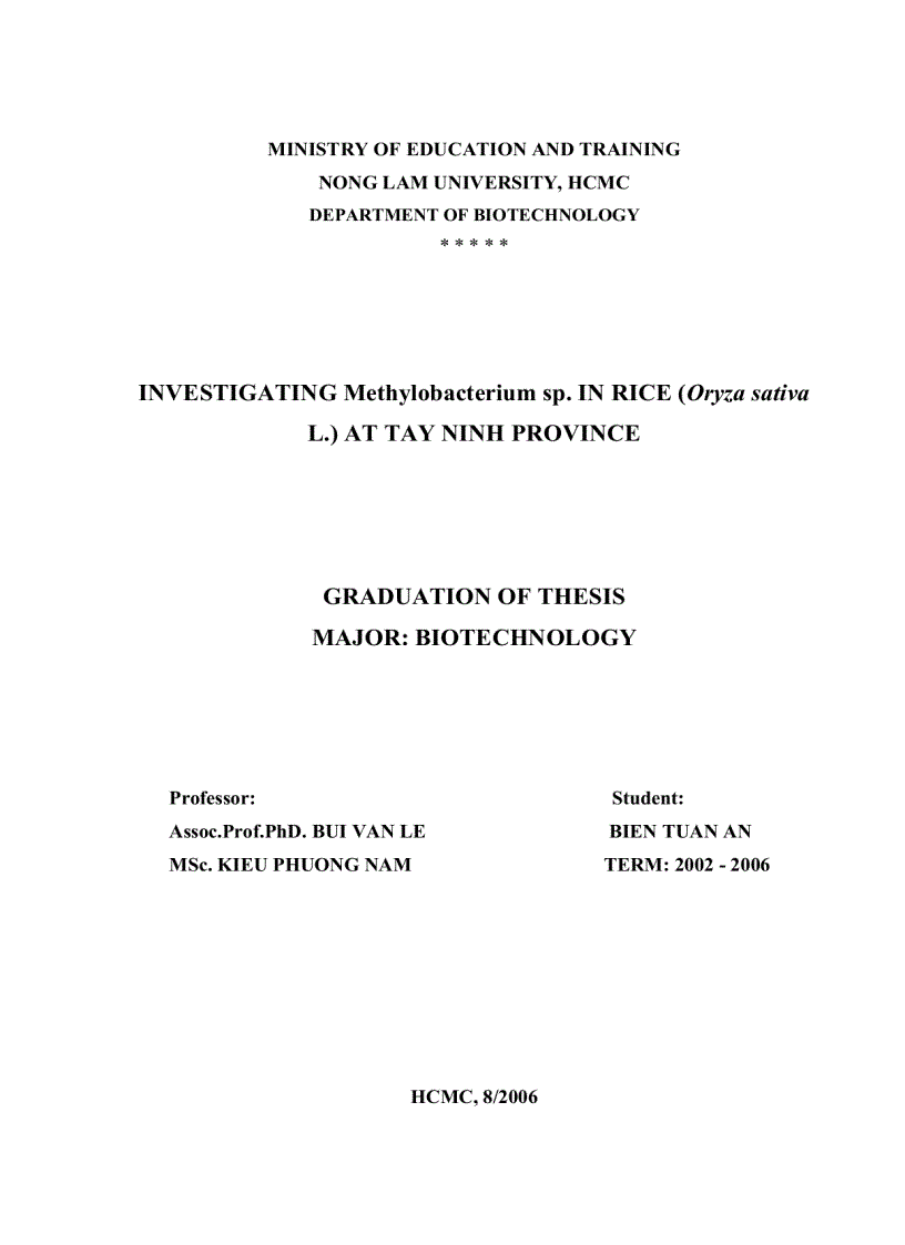 image for page BIỆN TUẤN AN KHẢO SÁT HỆ VI KHUẨN Methylobacterium sp TRÊN LÚA Oryza sativa L Ở TÂY NINH