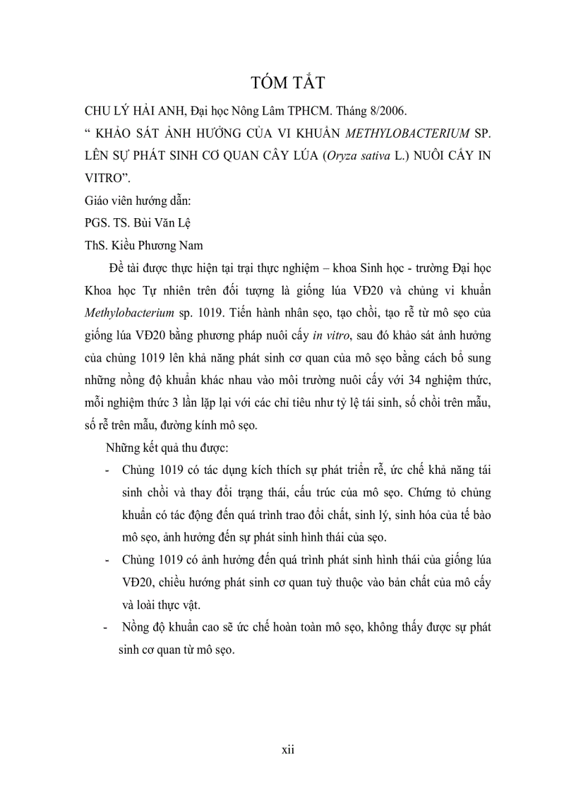 image for page KHẢO SÁT ẢNH HƯỞNG CỦA VI KHUẨN METHYLOBACTERIUMSP LÊN SỰ PHÁT SINH CƠ QUAN CÂY LÚA Oryza sativa L NUÔI CẤY IN