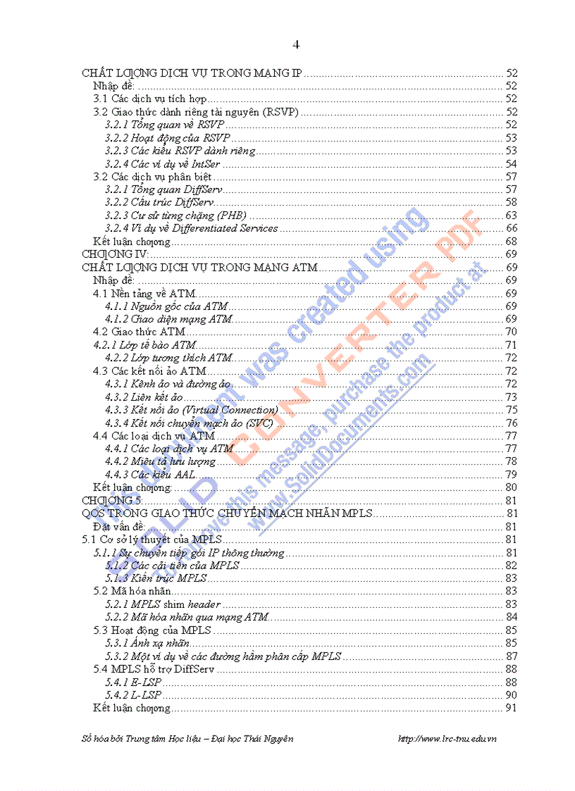 Luận văn thạc sĩ khoa học máy tính các kỹ thuật đảm bảo chất lượng dịch vụ trong mạng ip