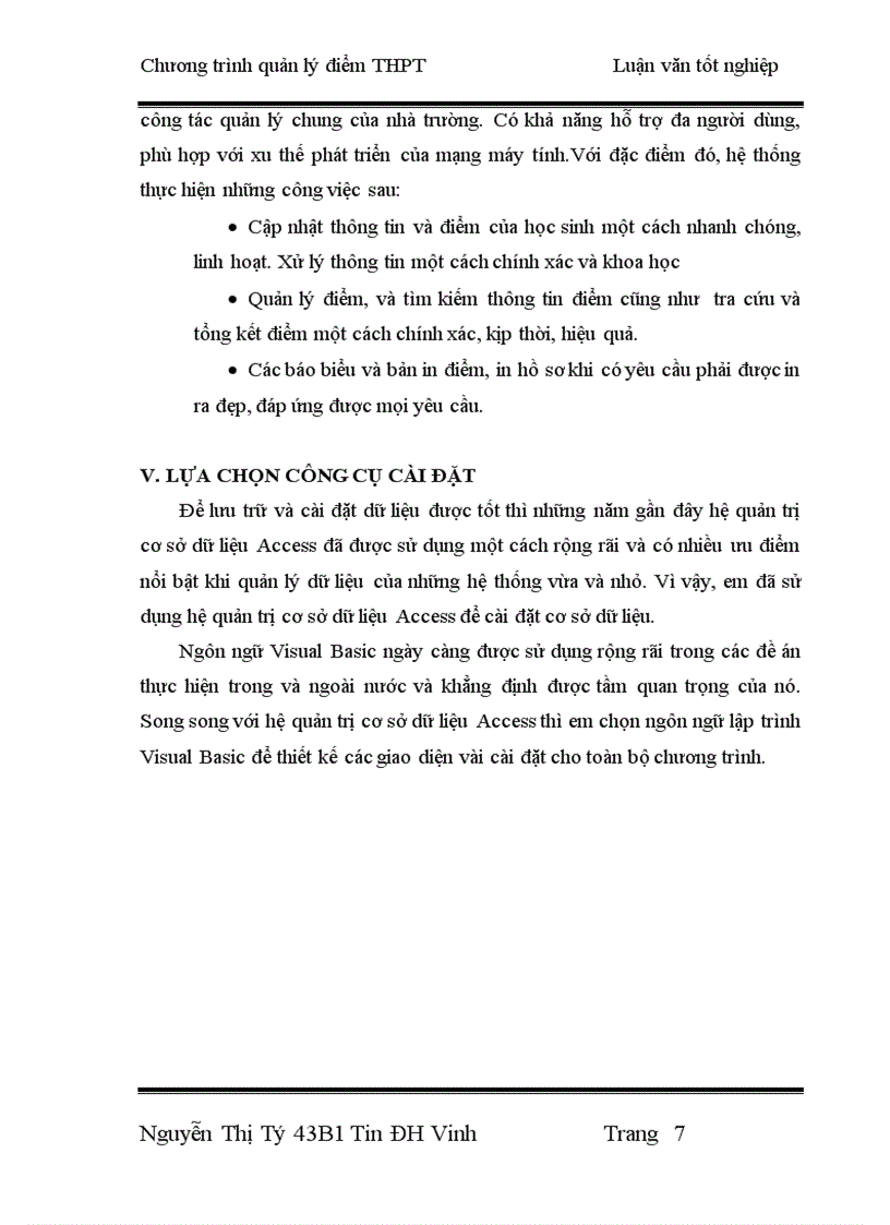 image for page Thiết kế chương trình quản lý điểm THPT