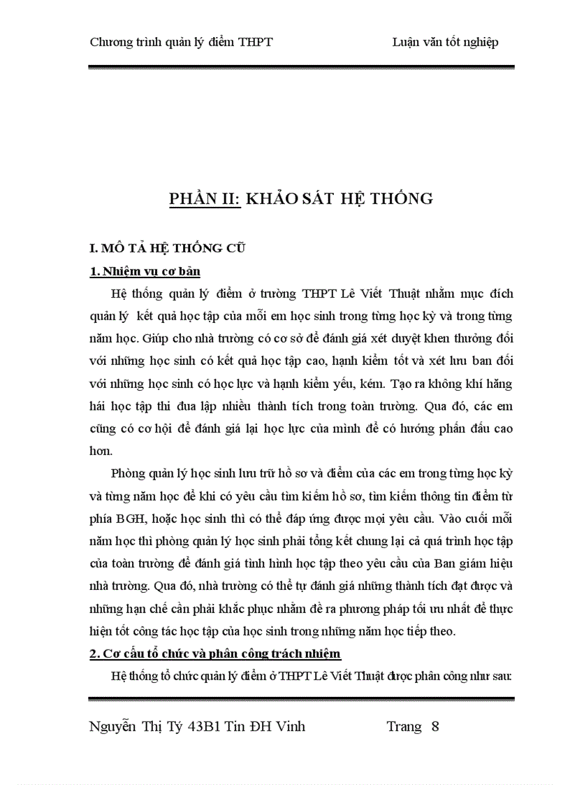 image for page Thiết kế chương trình quản lý điểm THPT