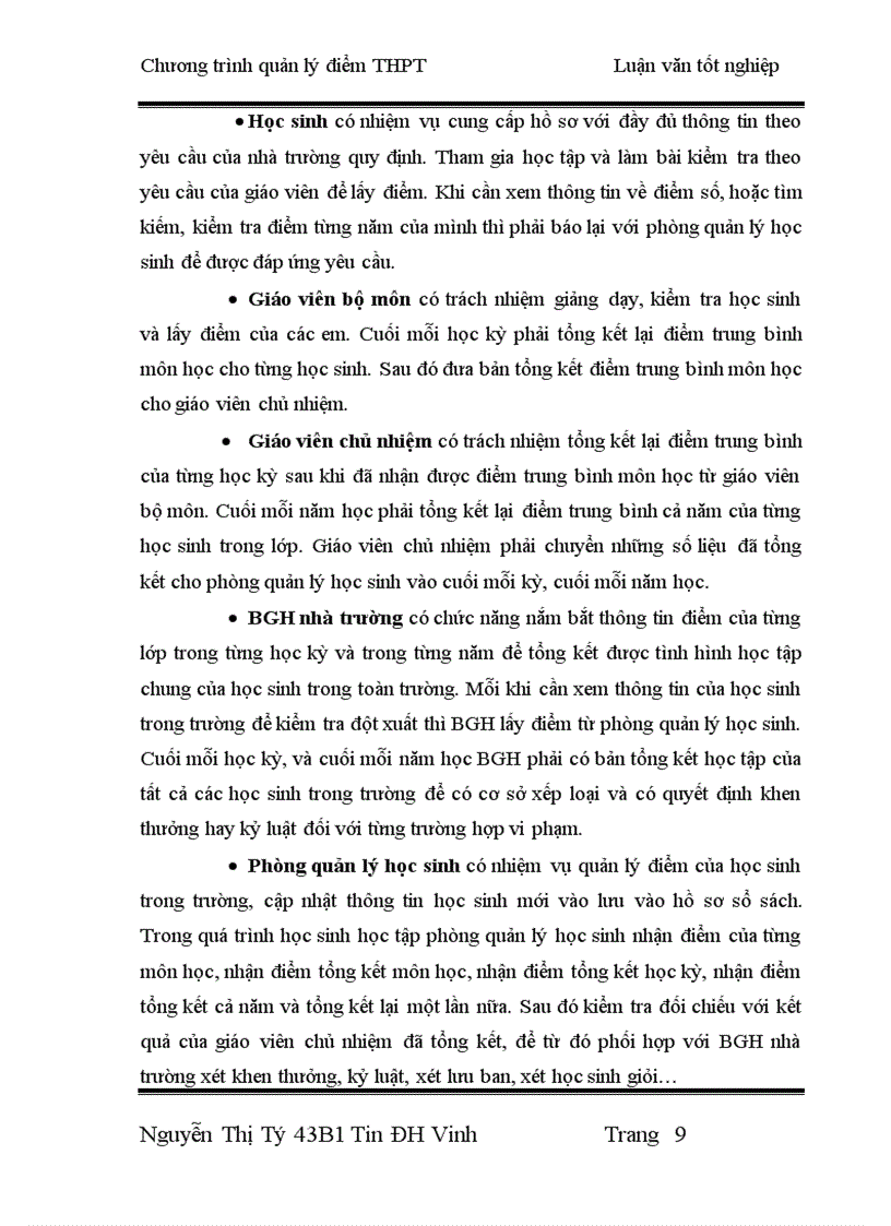 image for page Thiết kế chương trình quản lý điểm THPT