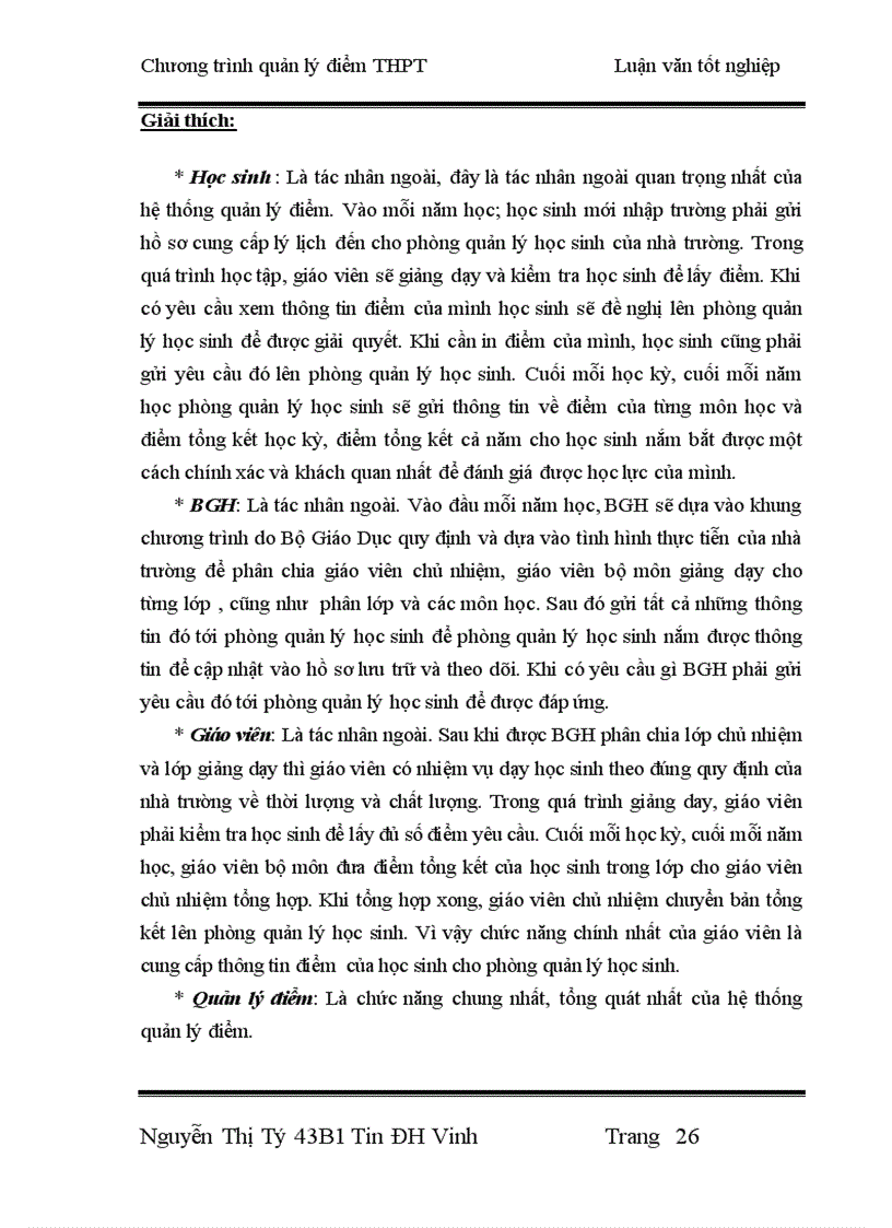 image for page Thiết kế chương trình quản lý điểm THPT