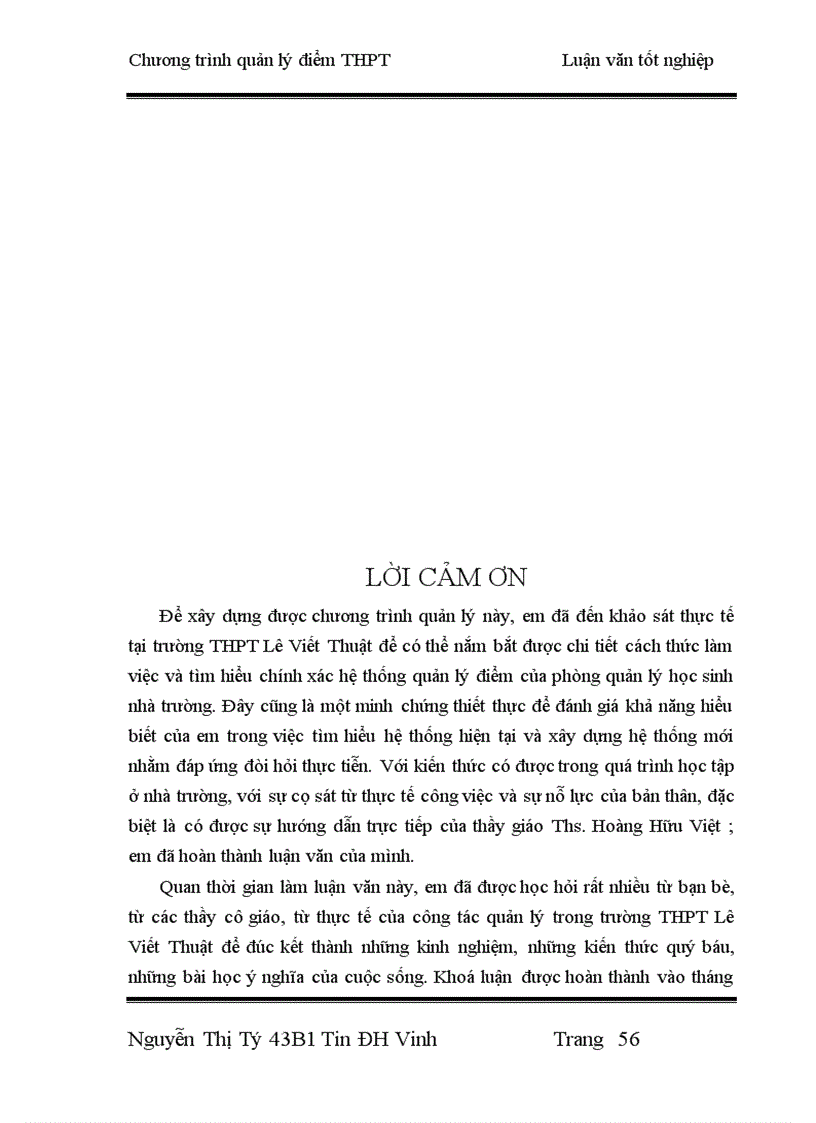 image for page Thiết kế chương trình quản lý điểm THPT