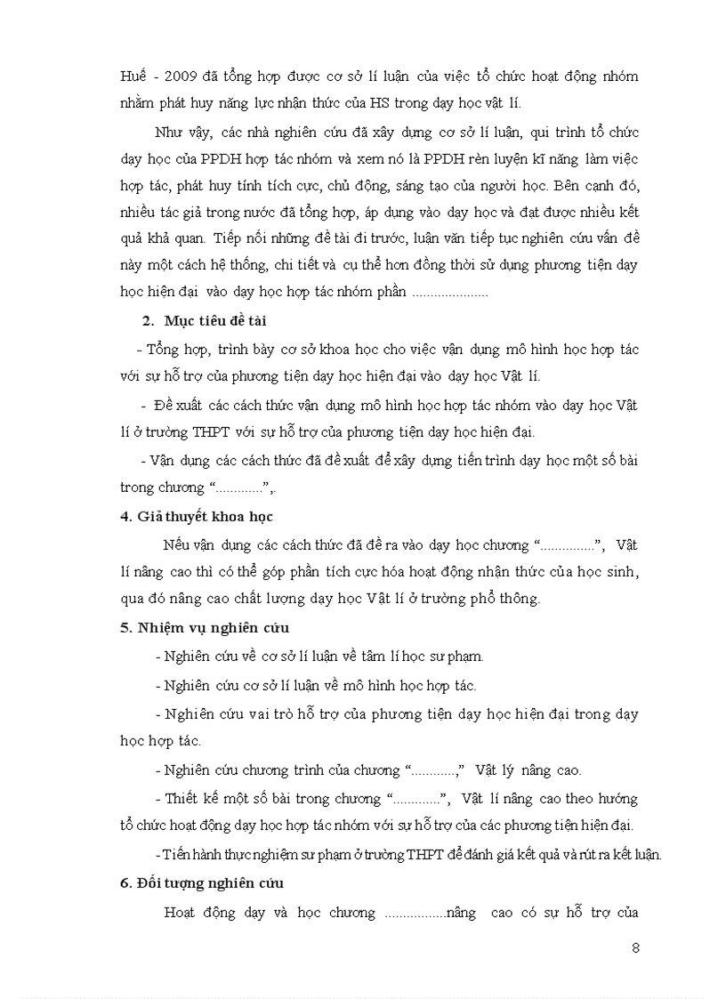 image for page Đề cương luận văn thạc sĩ giáo dục học Môn Vật lý