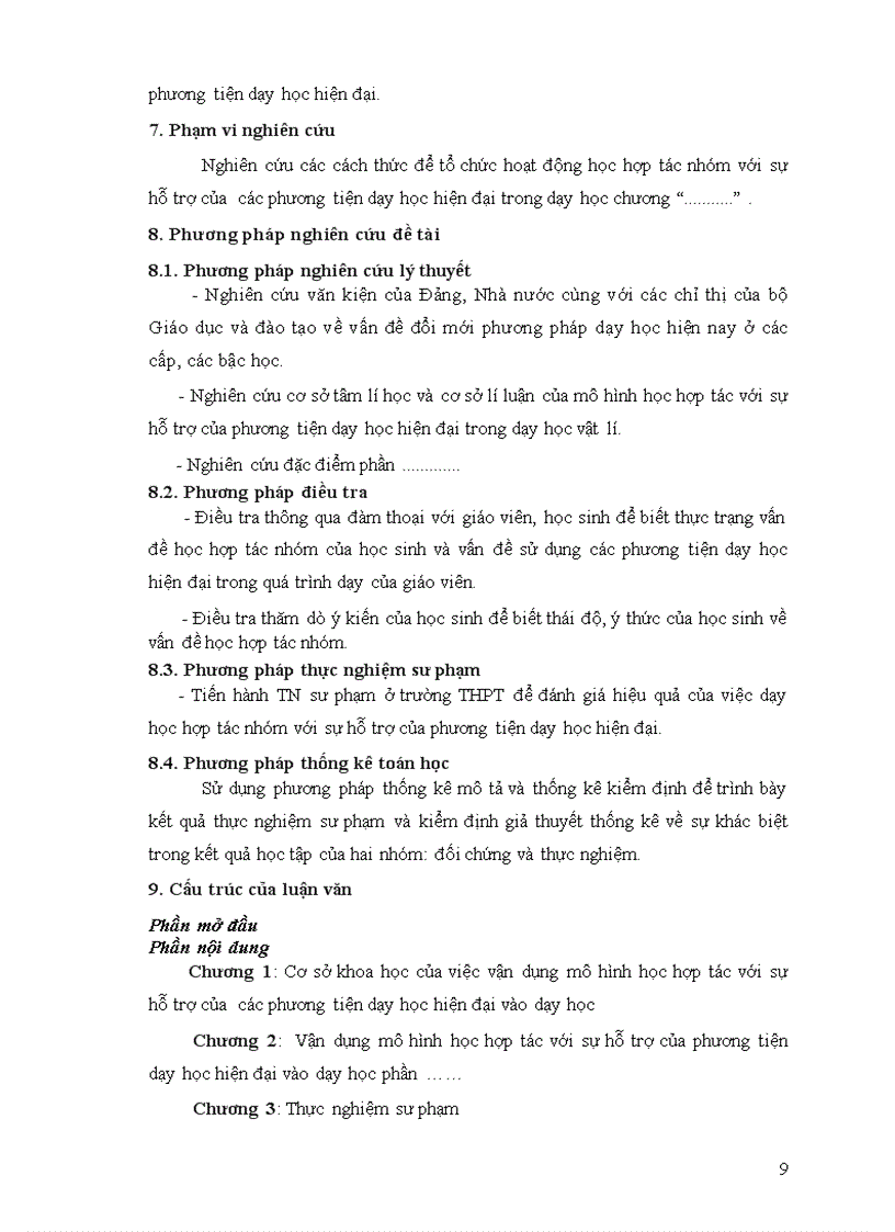 image for page Đề cương luận văn thạc sĩ giáo dục học Môn Vật lý