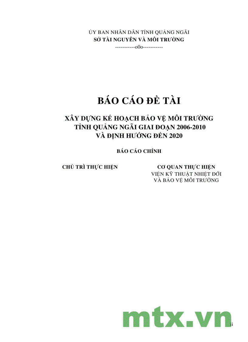 image for page Báo cáo đề tài xây dựng kế hoạch bảo vệ môi trường tỉnh Quảng Ngãi giai đoạn 2006 2010