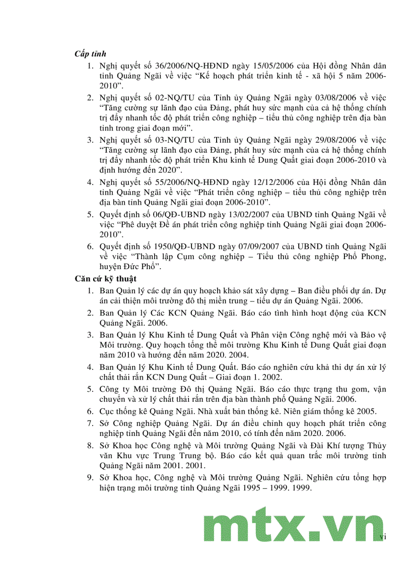 Báo cáo đề tài xây dựng kế hoạch bảo vệ môi trường tỉnh Quảng Ngãi giai đoạn 2006 2010