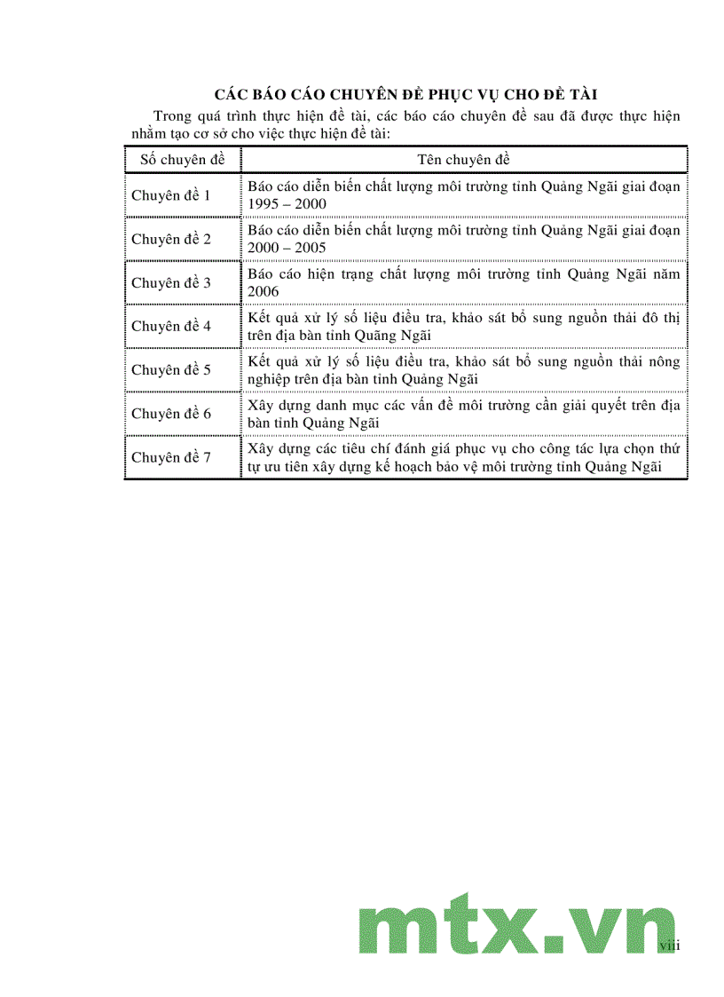 image for page Báo cáo đề tài xây dựng kế hoạch bảo vệ môi trường tỉnh Quảng Ngãi giai đoạn 2006 2010