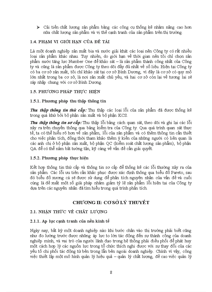 image for page Sử dụng công cụ quản lý chất lượng nhằm giảm tỷ lệ sản phẩm lỗi của nước tăng lực NumberOne nhà máy bia và nước giải khát Bến Thành