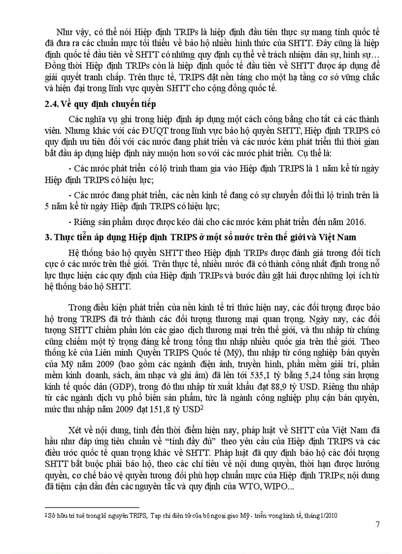 image for page Thực tiễn áp dụng Hiệp định TRIPS ở một số nước trên thế giới và Việt Nam