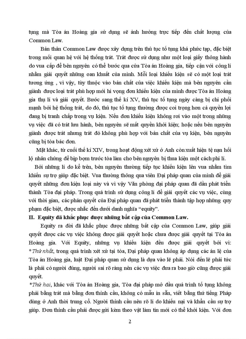 Những bất cập của common law trong giải quyết tranh chấp tại tòa án và sự thay thế của equity