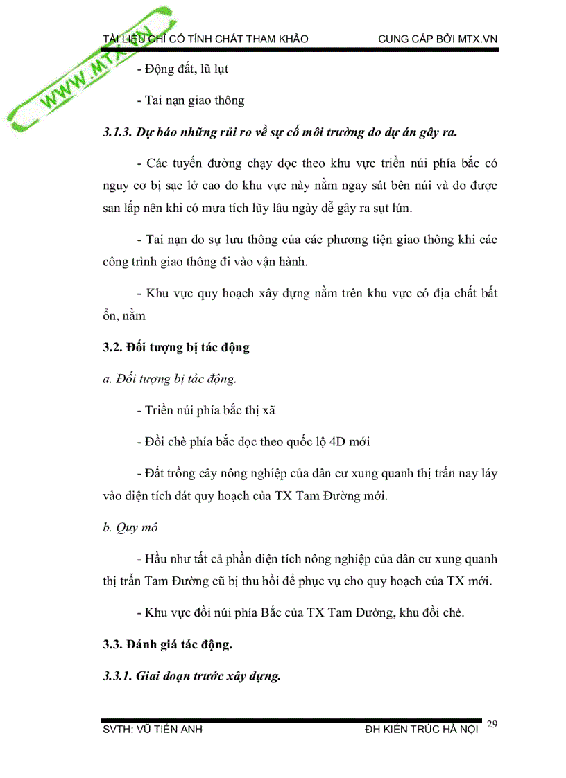 image for page Đánh giá tác động môi trường quy hoạch chung mạng lưới giao thông thị xã Tam Đường tỉnh Lai Châu