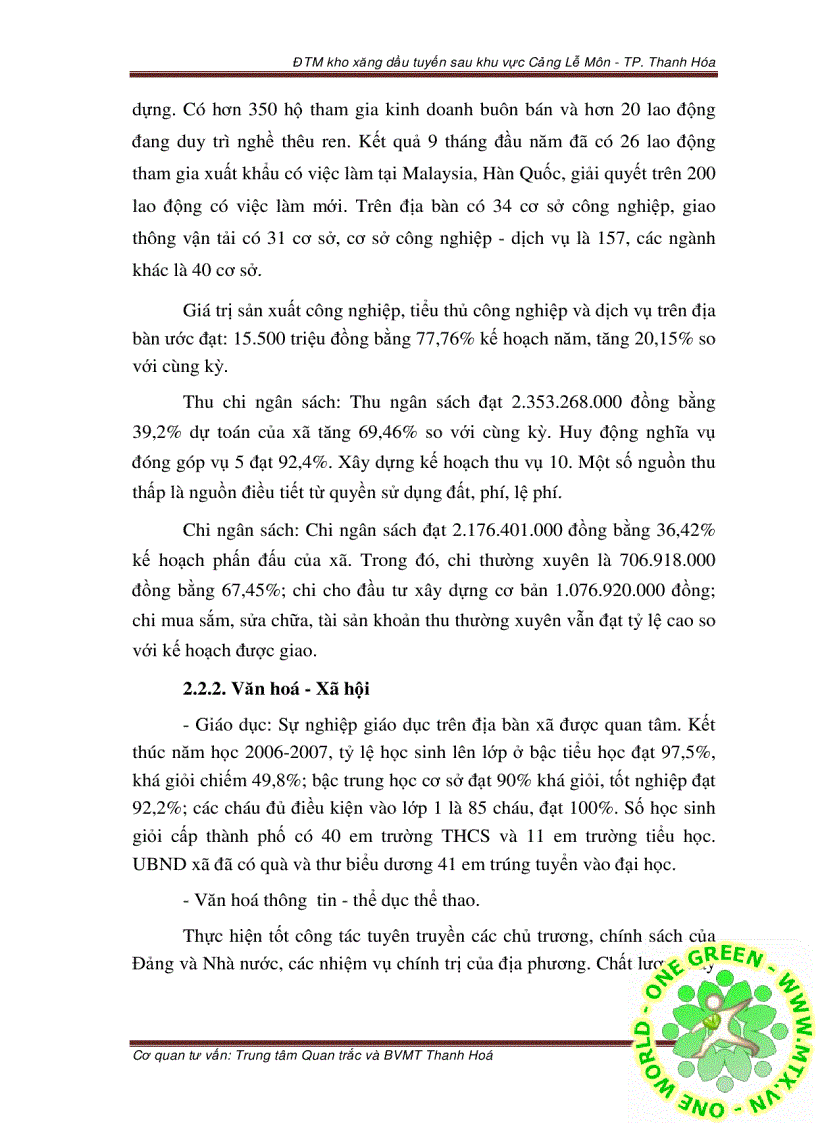 image for page Đánh giá tác động môi trường kho xăng dầu tuyến sau khu vực cảng Lễ Môn Thanh Hóa 73trang