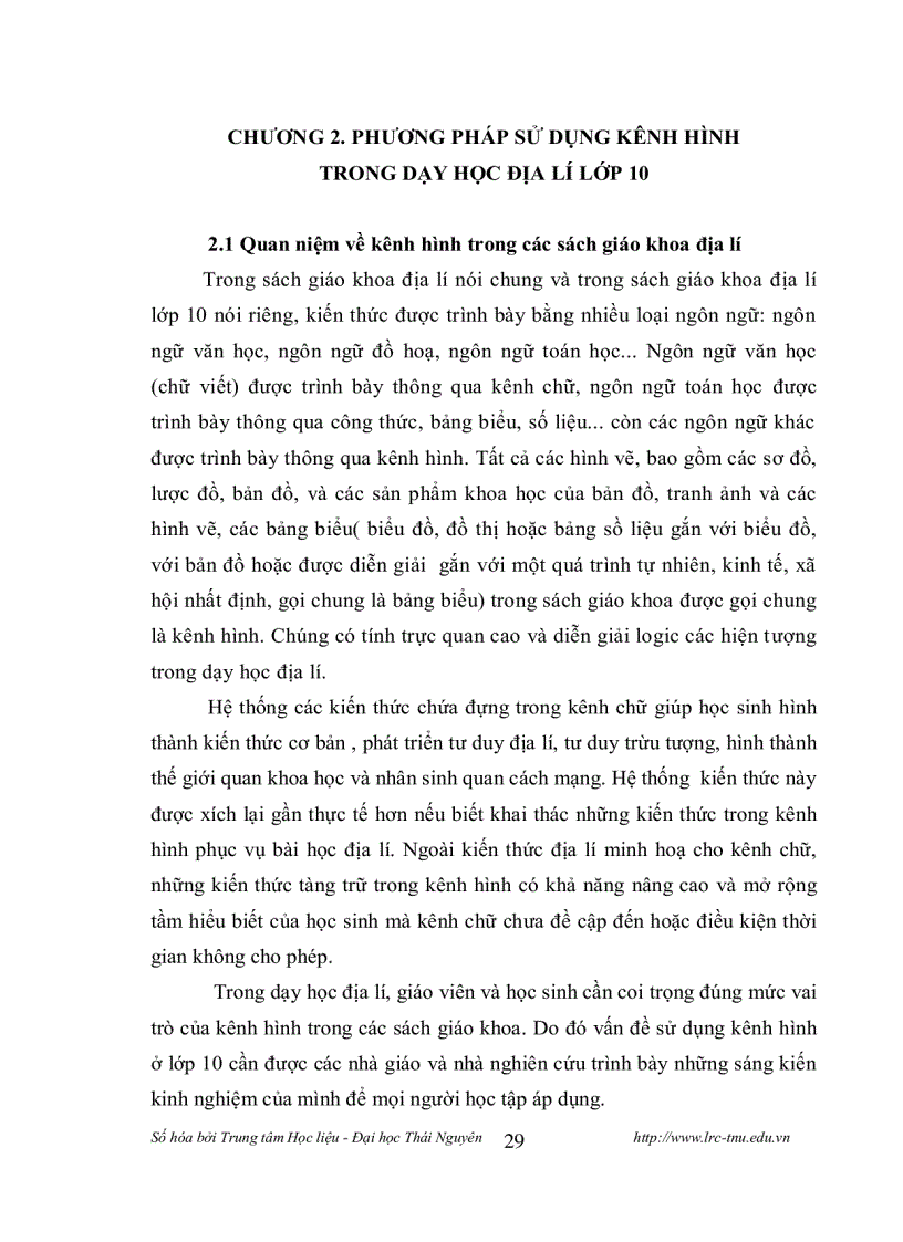 image for page Phương pháp sử dụng kênh hình trong dạy học địa lý 10 PTTH tỉnh Thái Nguyên theo hướng tích cực