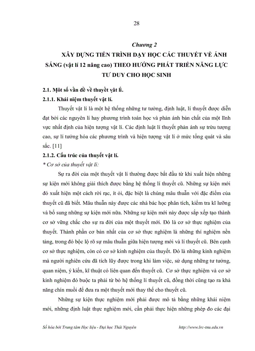 image for page Xây dựng tiến trình dạy học các thuyết về ánh sáng Vật lý 12 nâng cao theo hướng phát triển năng lực tư duy cho học sinh