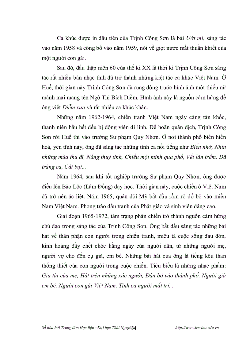 image for page Phương thức so sánh trong ca từ của trịnh công sơn