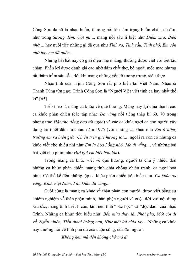 image for page Phương thức so sánh trong ca từ của trịnh công sơn