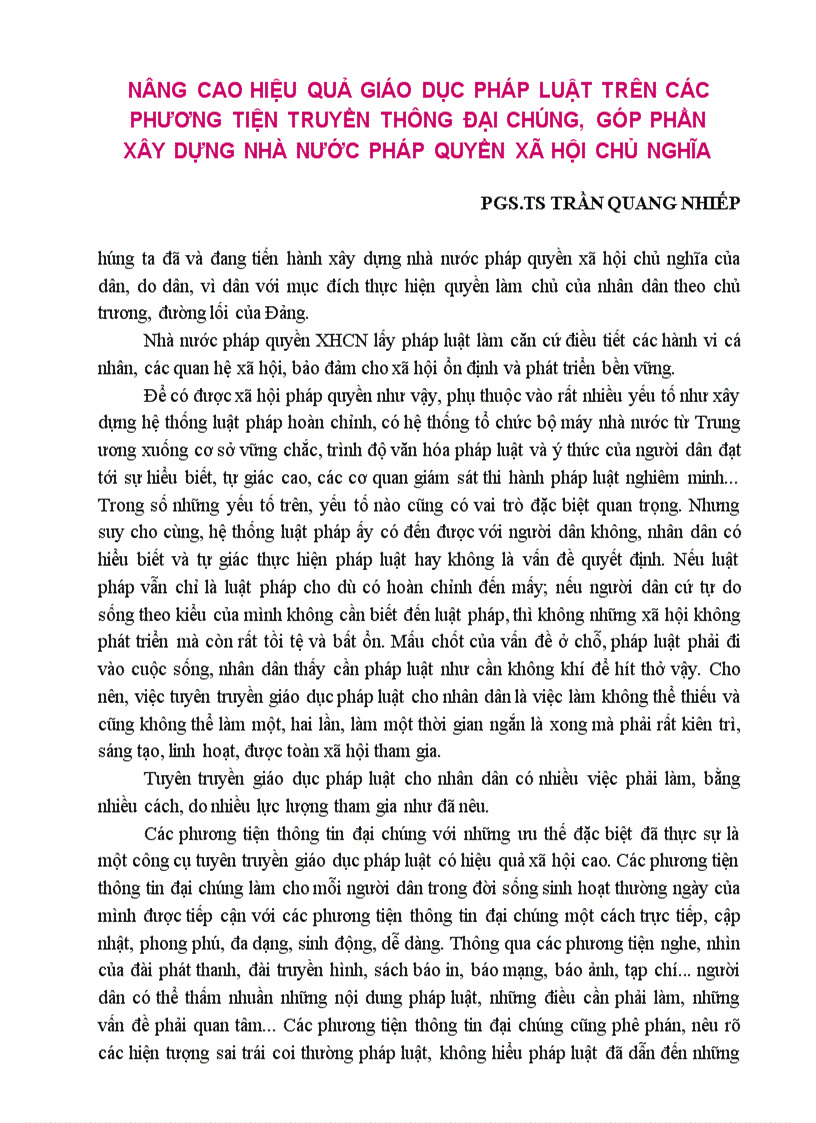 image for page Nâng cao hiệu quả giáo dục pháp luật trên các phương tiện truyền thông đại chúng góp phần xây dựng nhà nước pháp quyền xã hội chủ nghĩa