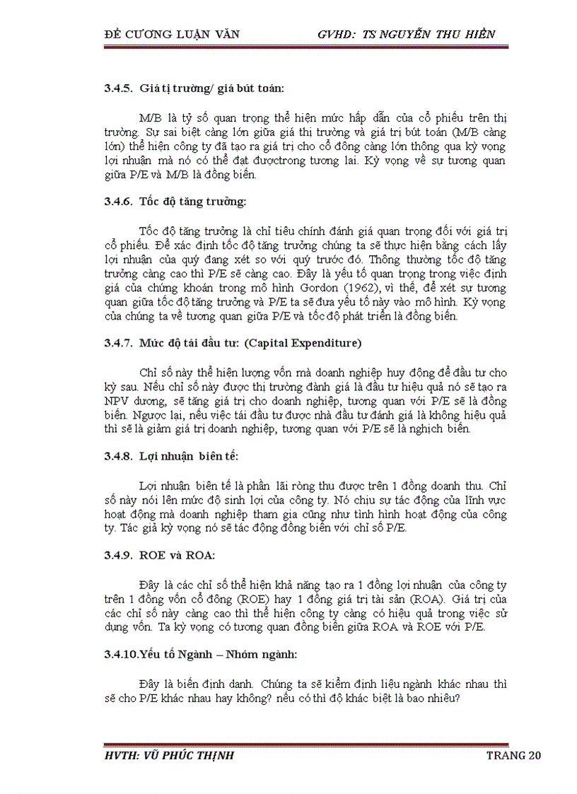 image for page Nghiên cứu khám phá các ỵếu tố ảnh hưởng tới chỉ số P E trên sàn HOSE