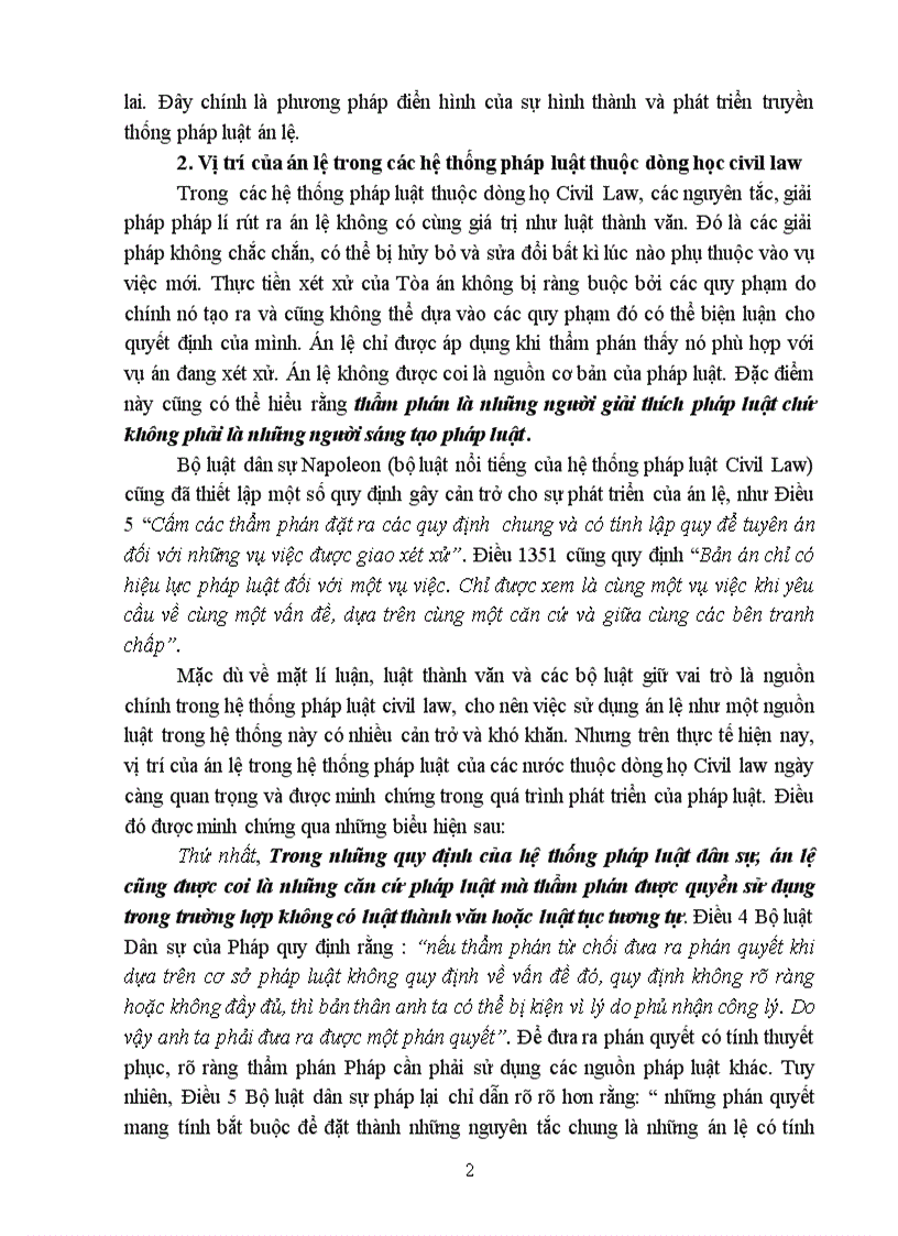 image for page Bài tập lớn học kỳ môn luật so sánh Vị trí của án lệ trong các hệ thống pháp luật thuộc dòng họ civil law