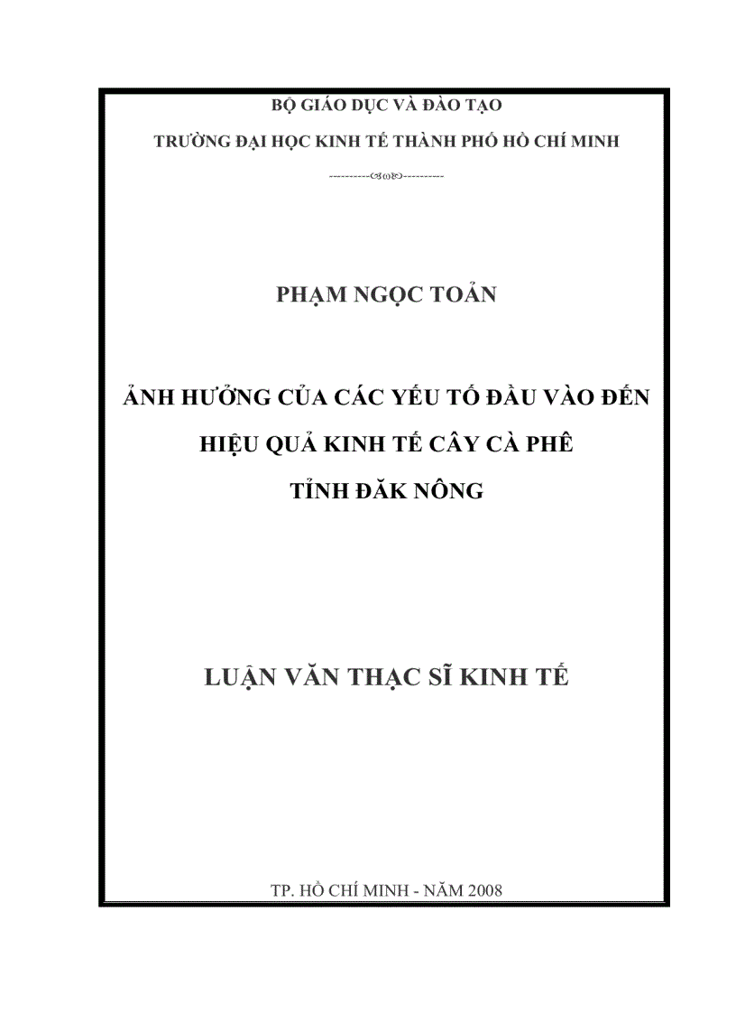 image for page Ảnh hưởng của các yếu tố đầu vào đến hiệu quả kinh tế cây cà phê tỉnh Đăk Nông