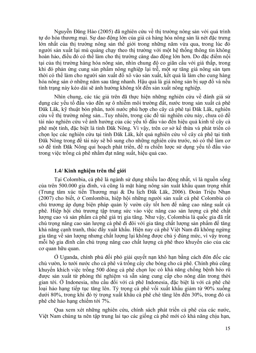 image for page Ảnh hưởng của các yếu tố đầu vào đến hiệu quả kinh tế cây cà phê tỉnh Đăk Nông