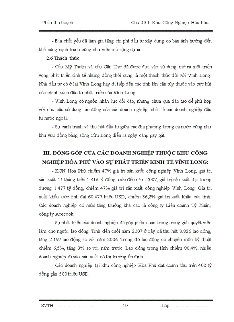 image for page Hoạt động Khu Công nghiệp Hòa Phú Vĩnh Long