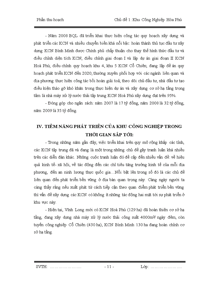 image for page Hoạt động Khu Công nghiệp Hòa Phú Vĩnh Long