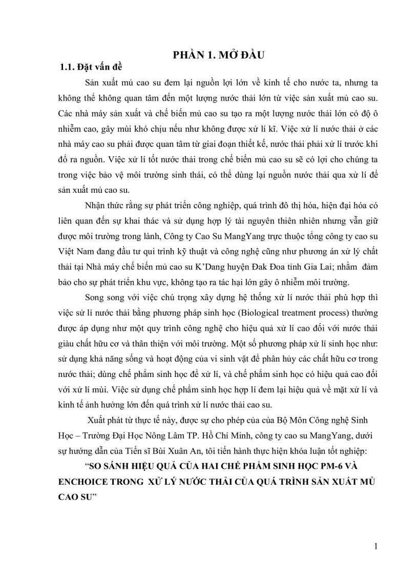 image for page So sánh hiệu quả của hai chế phẩm sinh học pm 6 và enchoice trong xử lý nước thải của quá trình sản xuất mủ cao su
