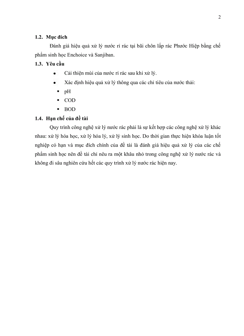 image for page Khảo sát sự ảnh hƣởng của chế phẩm sinh học enchoice và sanjiban trong quá trình xử lý nước rỉ rác tại bãi chôn lấp rác phƣớc hiệp củ chi
