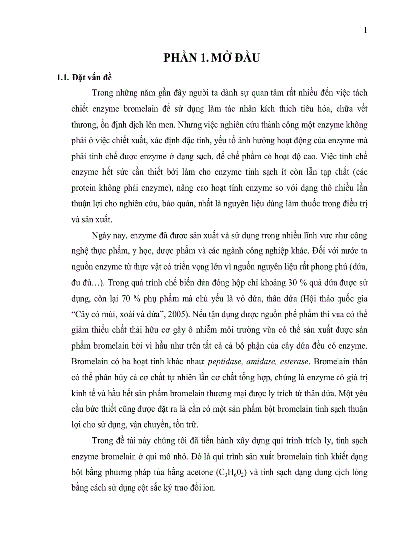 image for page Tinh sạch enzyme bromelain từ thân dứa Ananas comosus L Merr bằng phương pháp sắc ký trao đổi ion