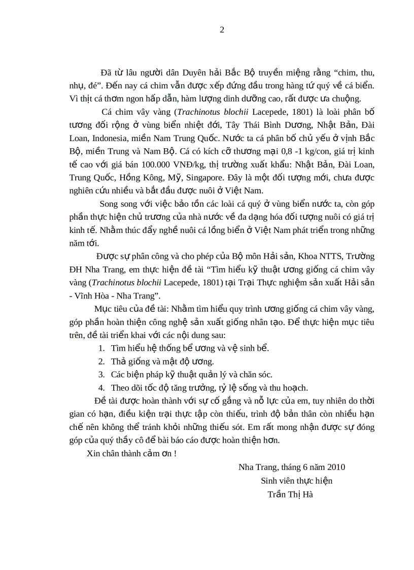 image for page Tìm hiểu kỹ thuật ương giống cá chim vây vàng Trachinotus blochii Lacepede 1801 tại Trại Thực nghiệm sản xuất Hải sản Vĩnh Hòa Nha Trang
