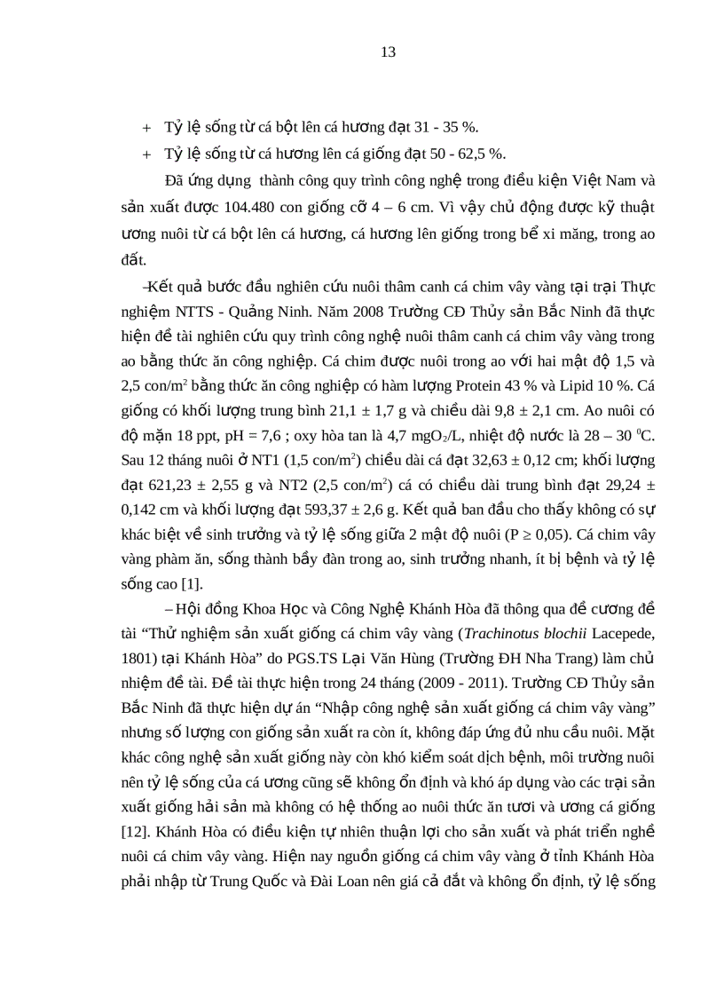 image for page Tìm hiểu kỹ thuật ương giống cá chim vây vàng Trachinotus blochii Lacepede 1801 tại Trại Thực nghiệm sản xuất Hải sản Vĩnh Hòa Nha Trang